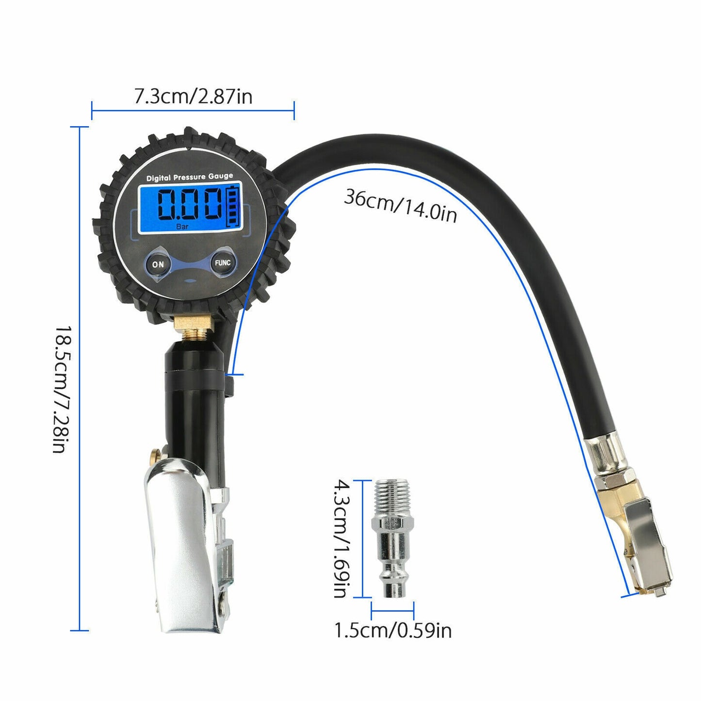 Digital Tire Inflator with Pressure Gauge 250 PSI Air Chuck for Truck/Car/Bike