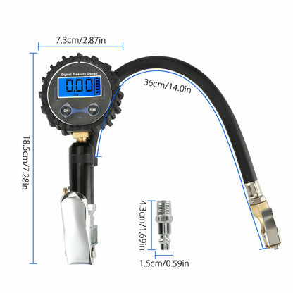 Digital Tire Inflator with Pressure Gauge 250 PSI Air Chuck for Truck/Car/Bike